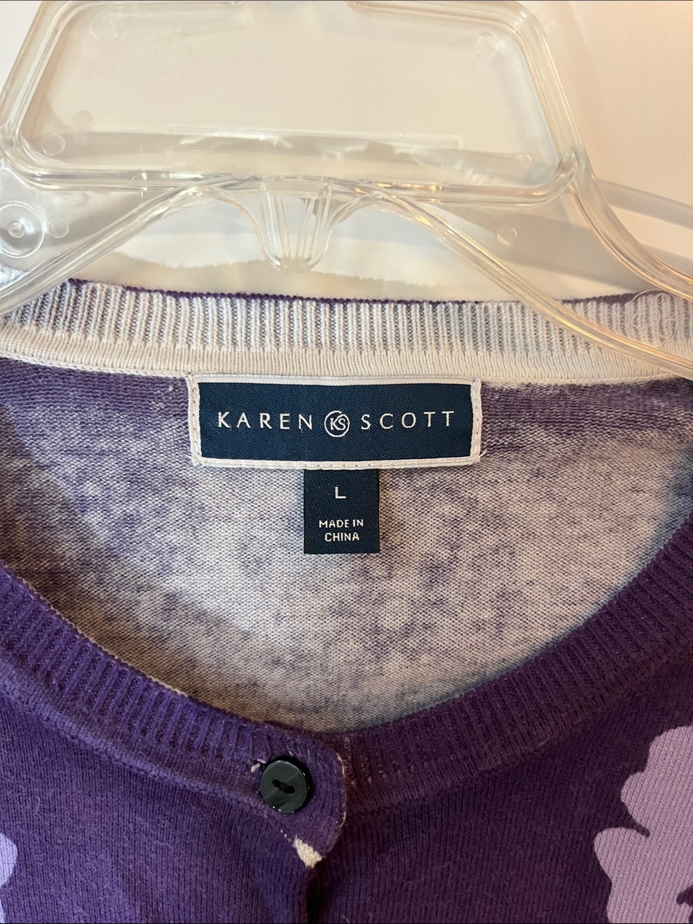 Karen Scott Purple Floral Button-Front Cardigan Sweater - Picture 2 of 10